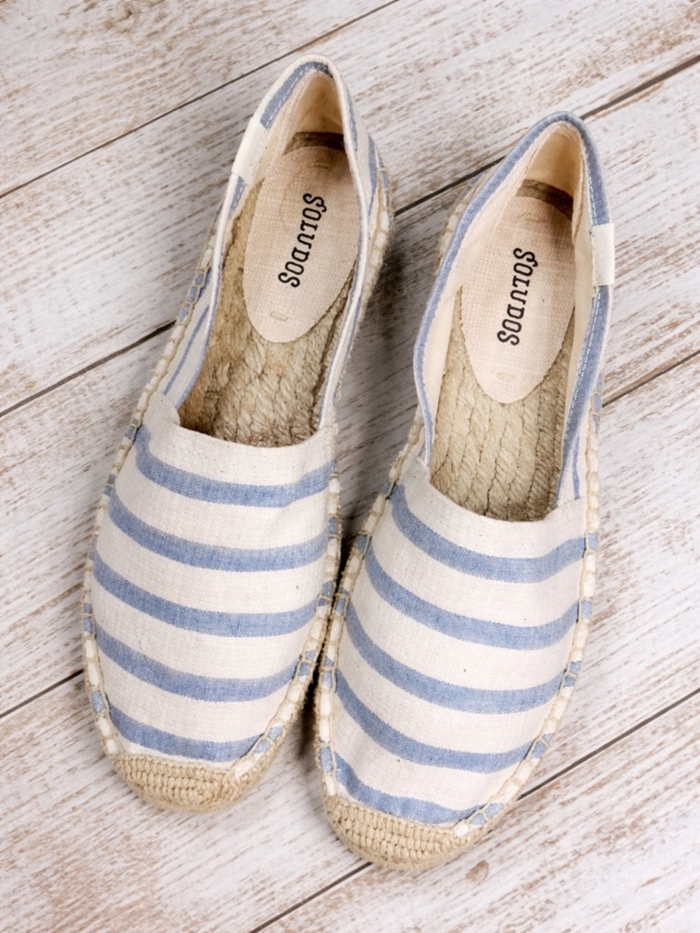 Soludos Women's Natural Blue Striped Original Platform espadrilles Size 8.5
